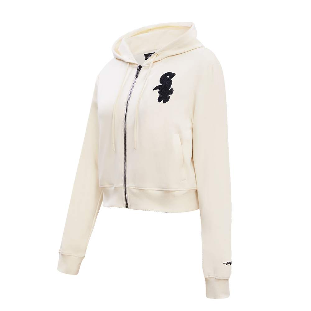 MLB CHICAGO WHITE SOX TRIPLE TONAL DOUBLE KNIT FULL ZIP WOMEN'S PULLOVER HOODIE (EGGSHELL)