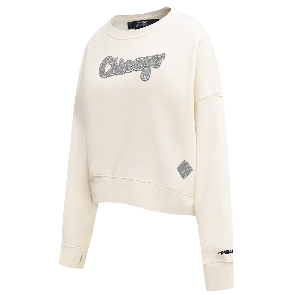MLB CHICAGO WHITE SOX REVERSE FRENCH TERRY WOMEN'S FLEECE CREWNECK (EGGSHELL)