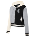 MLB CHICAGO WHITE SOX REVERSE FRENCH TERRY WOMEN'S COLORBLOCK FLC FZ (BLACK/GRAY/EGGSHELL)