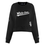 MLB CHICAGO WHITE SOX GAME DAY CLASSICS CHANDAIL À COL ROND EN MAILLE DOUBLE POUR FEMME (NOIR)