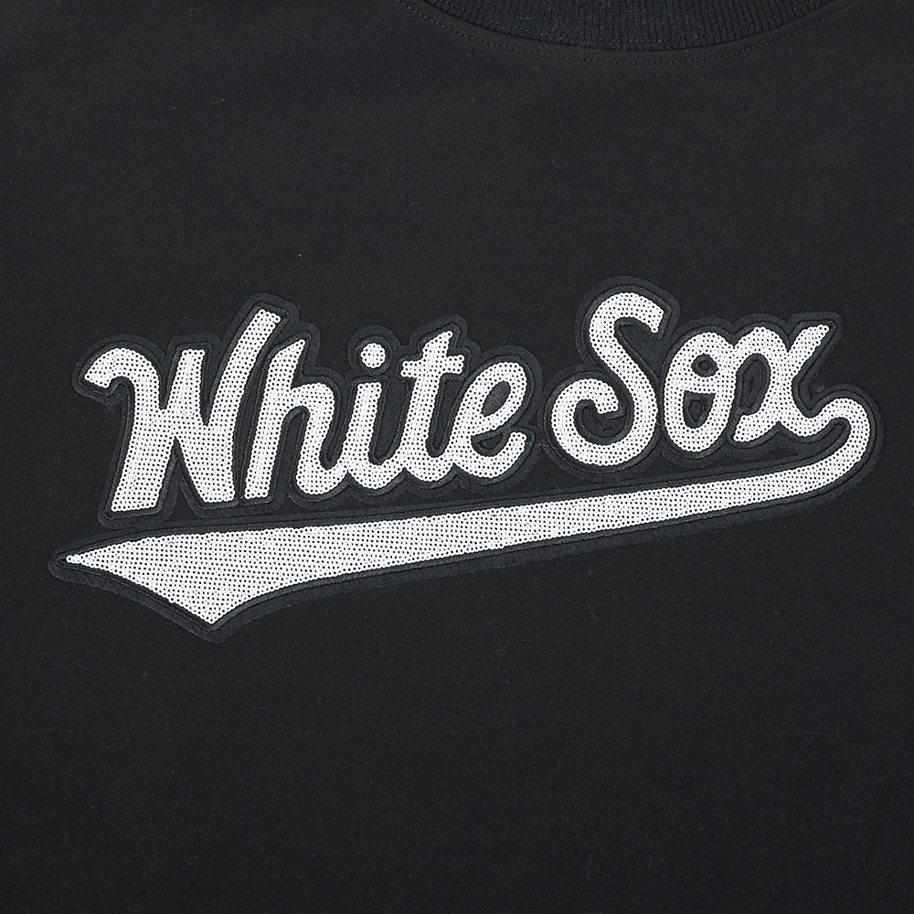 MLB CHICAGO WHITE SOX GAME DAY CLASSICS CHANDAIL À COL ROND EN MAILLE DOUBLE POUR FEMME (NOIR)