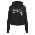 MLB CHICAGO WHITE SOX GAME DAY CLASSICS WOMEN'S DOUBLE KNIT CROPPED PULLOVER HOODIE (BLACK)