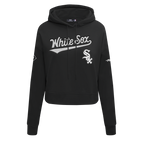 MLB CHICAGO WHITE SOX GAME DAY CLASSICS WOMEN'S DOUBLE KNIT CROPPED PULLOVER HOODIE (BLACK)