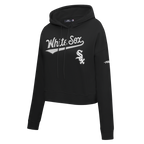 MLB CHICAGO WHITE SOX GAME DAY CLASSICS WOMEN'S DOUBLE KNIT CROPPED PULLOVER HOODIE (BLACK)