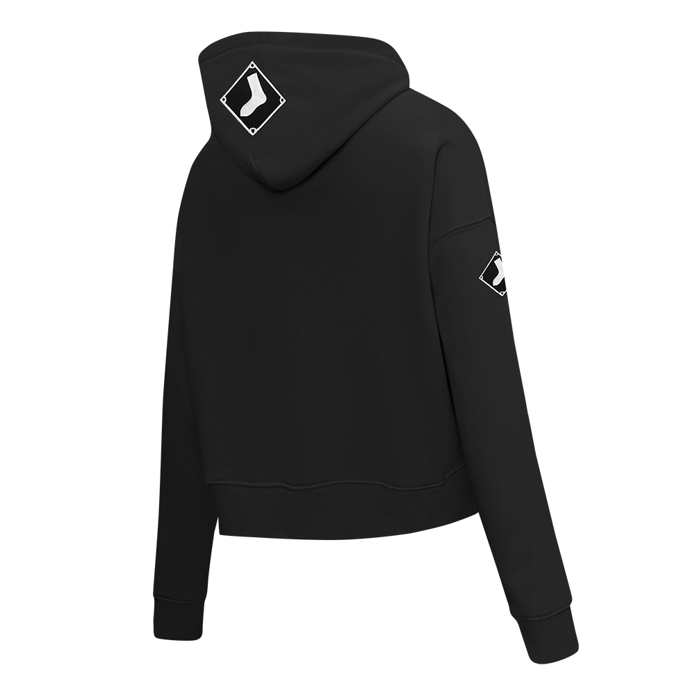MLB CHICAGO WHITE SOX GAME DAY CLASSICS WOMEN'S DOUBLE KNIT CROPPED PULLOVER HOODIE (BLACK)