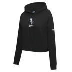 MLB CHICAGO WHITE SOX CLASSIC CHENILLE CHANDAIL À CAPUCHON COURT EN MOLLETON POUR FEMME (NOIR)