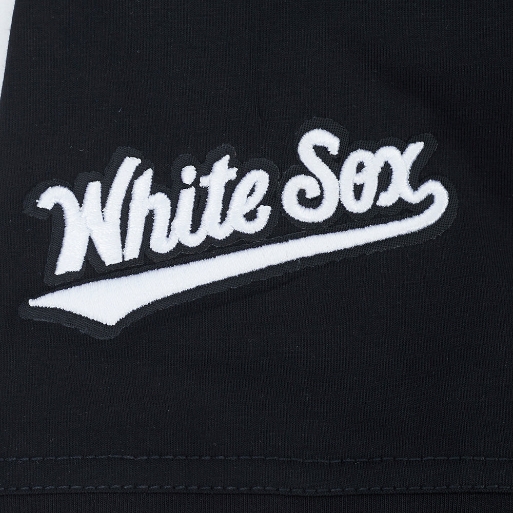 MLB CHICAGO WHITE SOX CLASSIC CHENILLE CHANDAIL À CAPUCHON COURT EN MOLLETON POUR FEMME (NOIR)