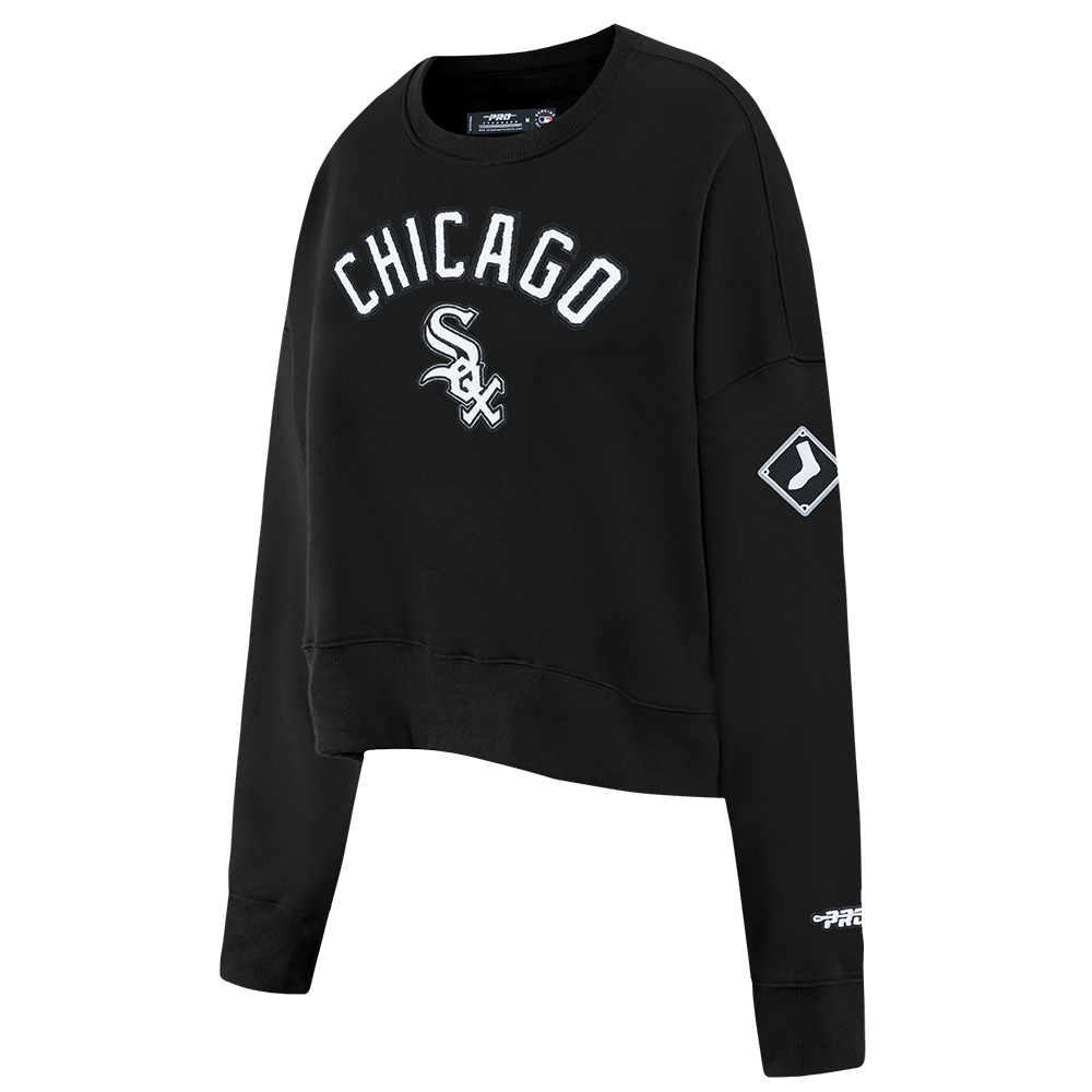 MLB CHICAGO WHITE SOX CLASSIC CHENILLE WOMEN'S FLC CREWNECK (BLACK)