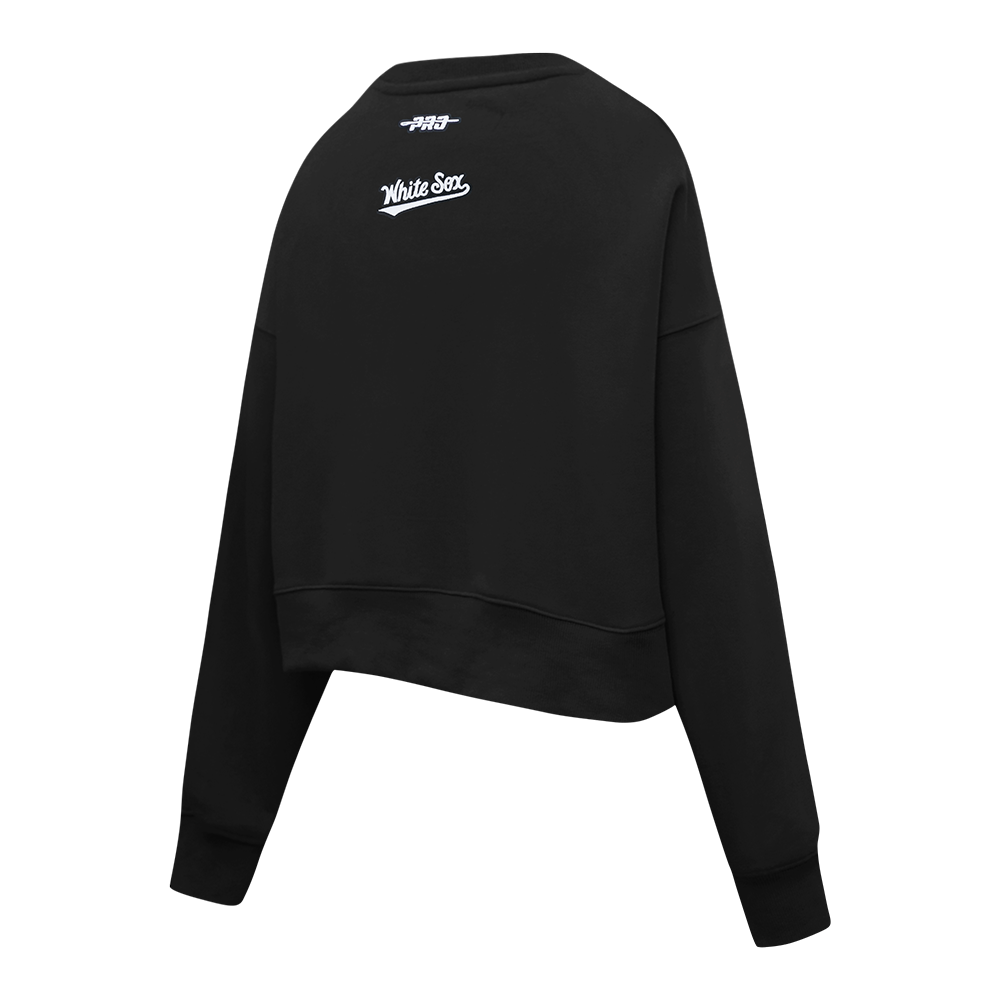 MLB CHICAGO WHITE SOX CLASSIC CHENILLE WOMEN'S FLC CREWNECK (BLACK)