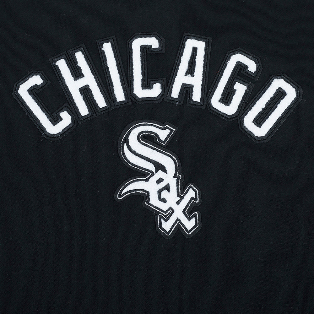 MLB CHICAGO WHITE SOX CLASSIC CHENILLE WOMEN'S FLC CREWNECK (BLACK)