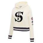 MLB CHICAGO WHITE SOX  RETRO CLASSIC WOMEN'S RIB FLC CROPPED PO HOODIE (EGGSHELL/ BLACK)