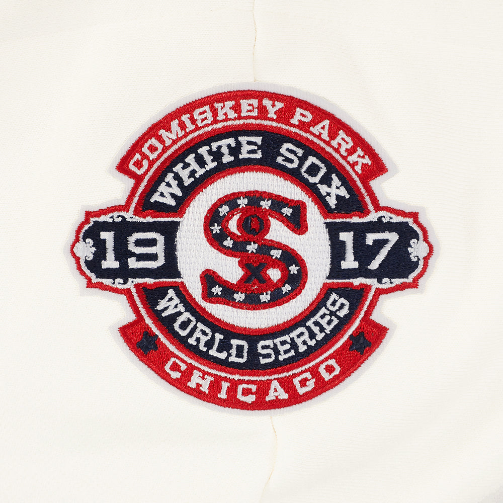 MLB CHICAGO WHITE SOX  RETRO CLASSIC WOMEN'S RIB FLC CROPPED PO HOODIE (EGGSHELL/ BLACK)