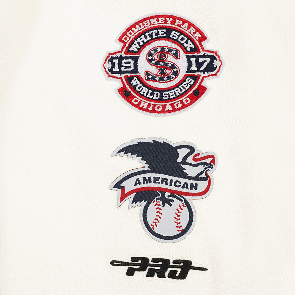 MLB CHICAGO WHITE SOX  RETRO CLASSIC WOMEN'S RIB FLC CROPPED PO HOODIE (EGGSHELL/ BLACK)
