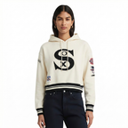 MLB CHICAGO WHITE SOX  RETRO CLASSIC WOMEN'S RIB FLC CROPPED PO HOODIE (EGGSHELL/ BLACK)
