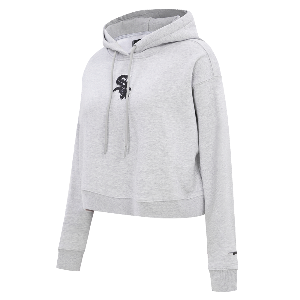MLB CHICAGO WHITE SOX CLASSIC WOMEN'S CROPPED PULLOVER HOODIE (HEATHER GREY)