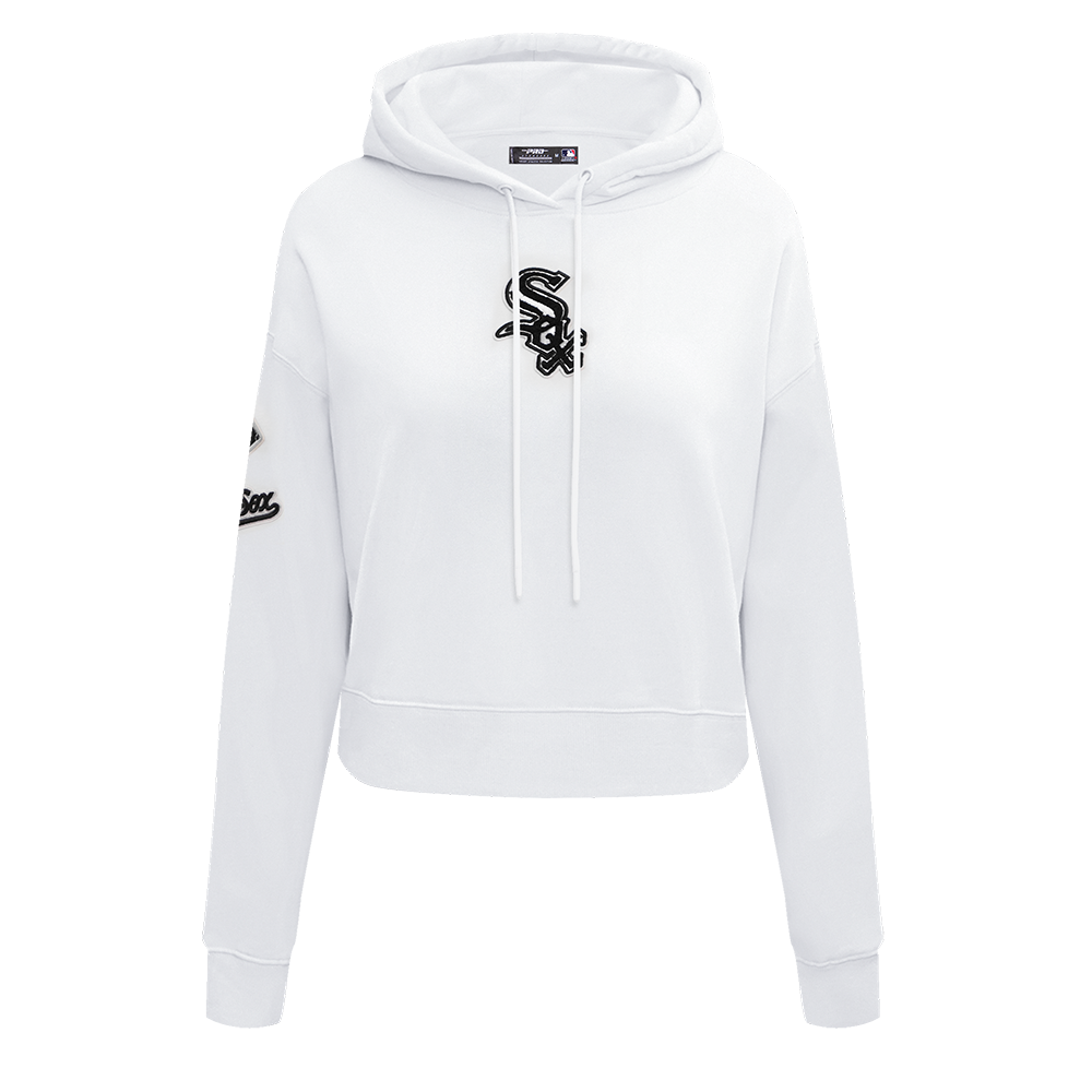 MLB CHICAGO WHITE SOX CLASSIC WOMEN'S CROPPED PULLOVER HOODIE (WHITE)