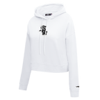 MLB CHICAGO WHITE SOX CLASSIC WOMEN'S CROPPED PULLOVER HOODIE (WHITE)
