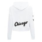 MLB CHICAGO WHITE SOX CLASSIC WOMEN'S CROPPED PULLOVER HOODIE (WHITE)