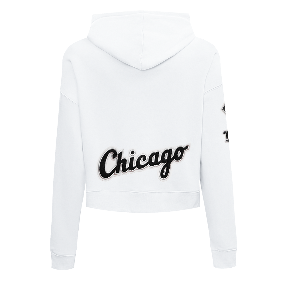 MLB CHICAGO WHITE SOX CLASSIC WOMEN'S CROPPED PULLOVER HOODIE (WHITE)