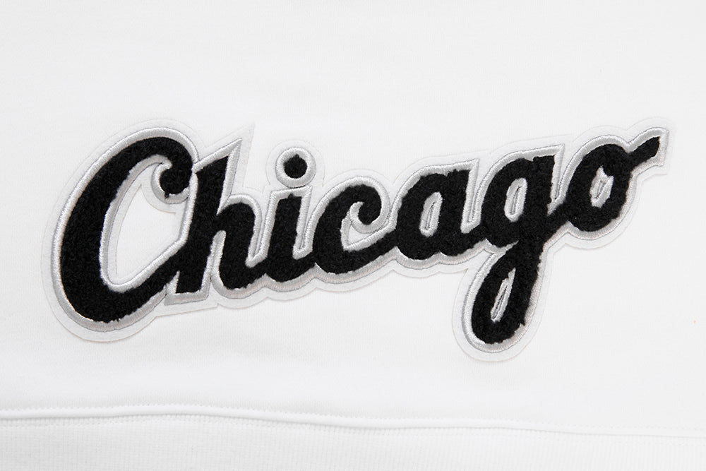 MLB CHICAGO WHITE SOX CLASSIC WOMEN'S CROPPED PULLOVER HOODIE (WHITE)