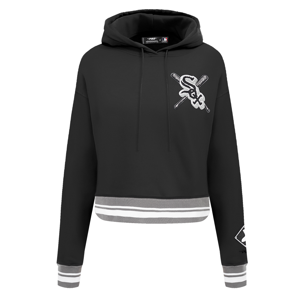 MLB CHICAGO WHITE SOX CHANDAIL À CAPUCHON MASHUP COURT CÔTELÉ POUR FEMME (NOIR/GRIS)