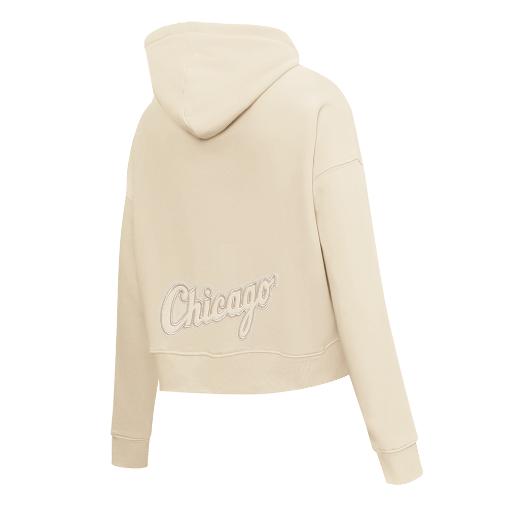 MLB CHICAGO WHITE SOX NEUTRAL WOMEN'S CROPPED PULLOVER HOODIE (EGGSHELL)