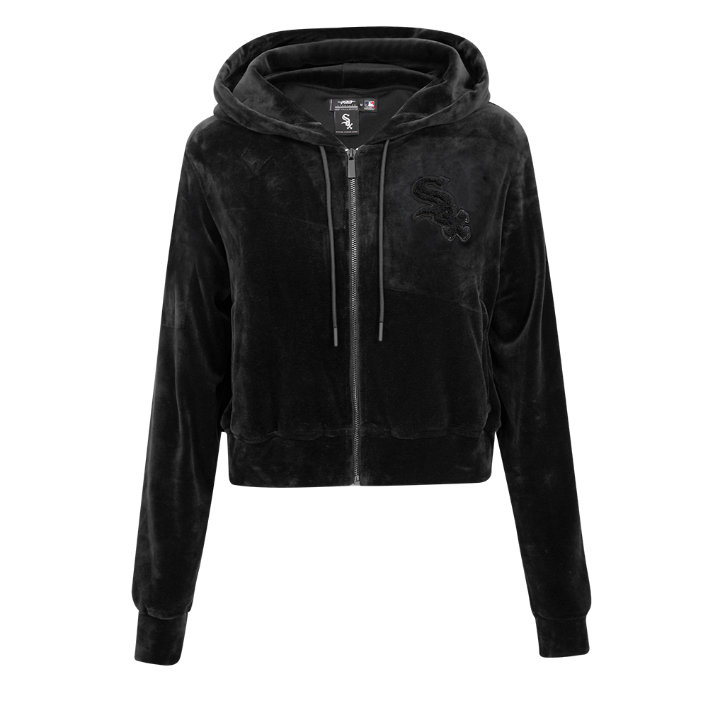 MLB CHICAGO WHITE SOX TRIPLE BLACK CHANDAIL À CAPUCHON EN VELOURS À GLISSIÈRE POUR FEMME (TRIPLE NOIR)
