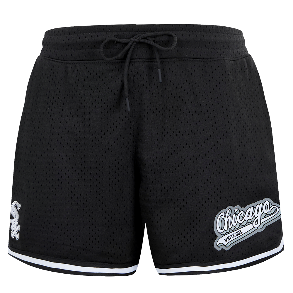 MLB CHICAGO WHITE SOX SCRIPT TAIL WOMEN'S MESH TAPE SHORT (BLACK)