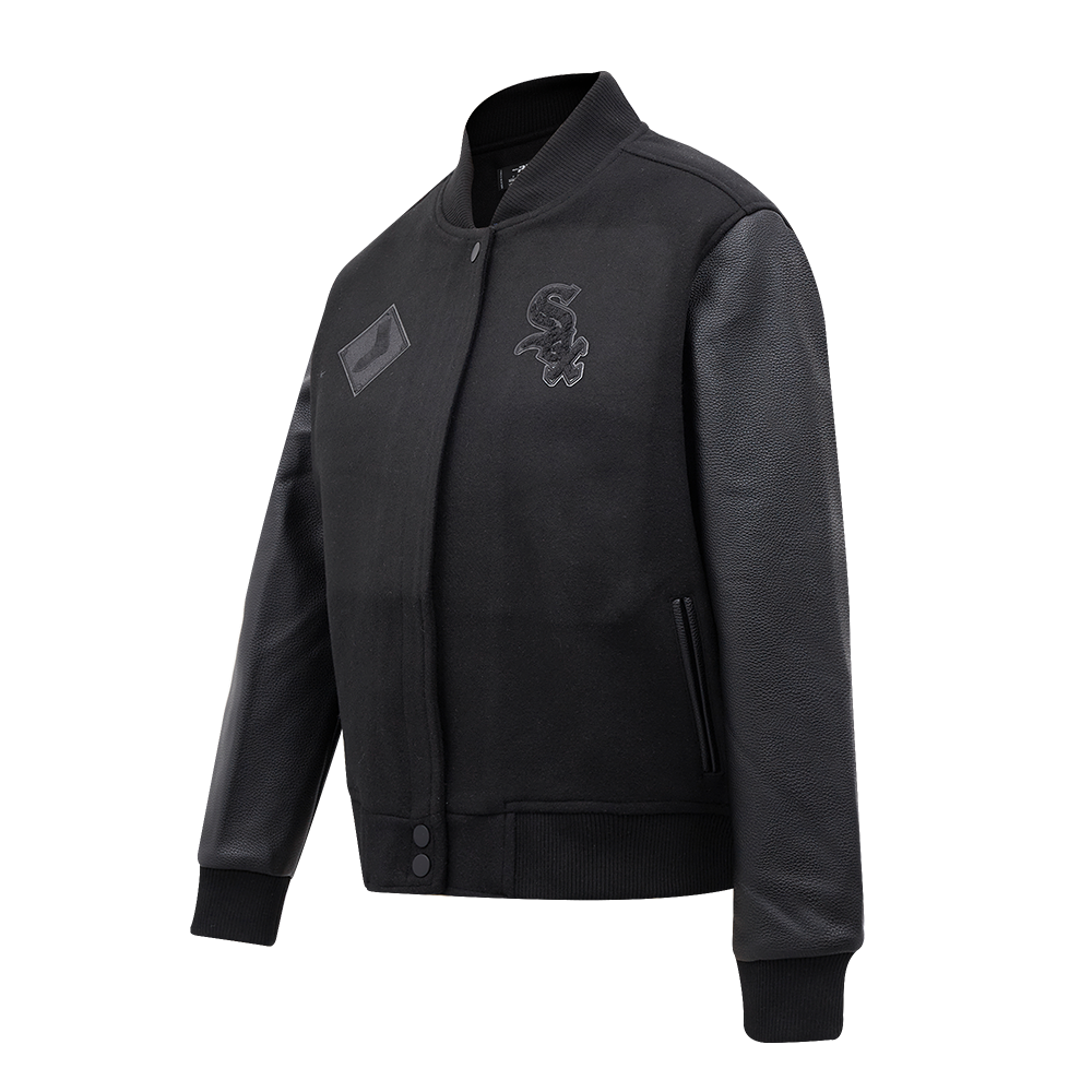 MLB CHICAGO WHITE SOX TRIPLE BLACK WOOL WOMEN'S VARSITY JACKET (TRIPLE BLACK)