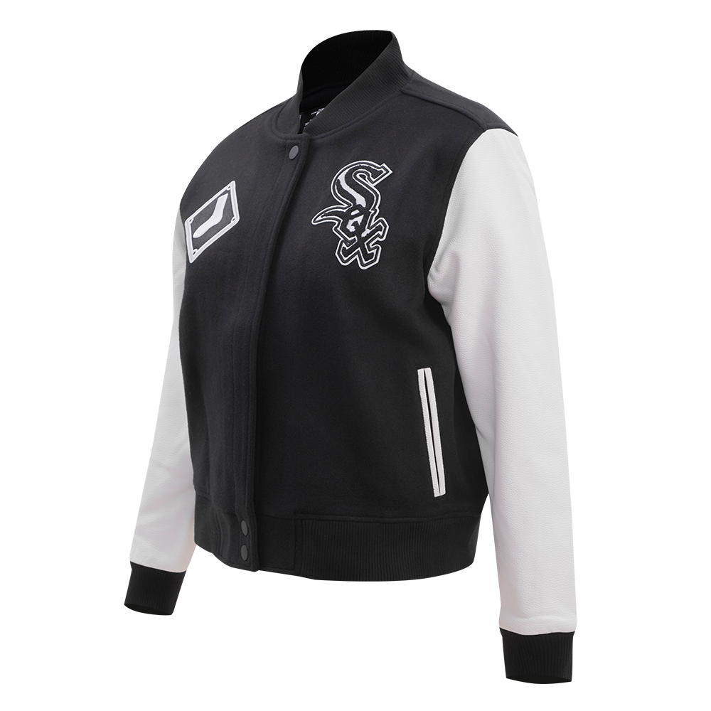MLB CHICAGO WHITE SOX CLASSIC BLOUSON COLLÉGIAL EN LAINE POUR FEMME (NOIR/BLANC)