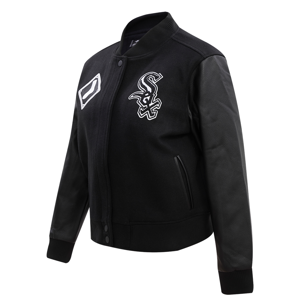 MLB CHICAGO WHITE SOX CLASSIC WOOL WOMEN'S VARSITY JACKET (JET BLACK)