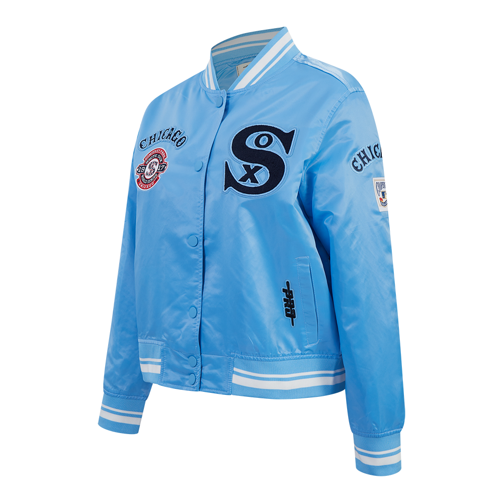 MLB CHICAGO WHITE SOX  RETRO CLASSIC WOMEN'S RIB SATIN JACKET (UNIVERSITY BLUE)