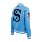MLB CHICAGO WHITE SOX  RETRO CLASSIC WOMEN'S RIB SATIN JACKET (UNIVERSITY BLUE)