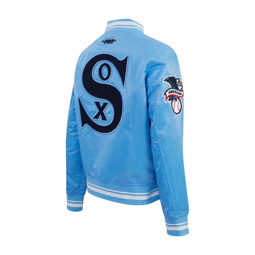 MLB CHICAGO WHITE SOX  RETRO CLASSIC WOMEN'S RIB SATIN JACKET (UNIVERSITY BLUE)
