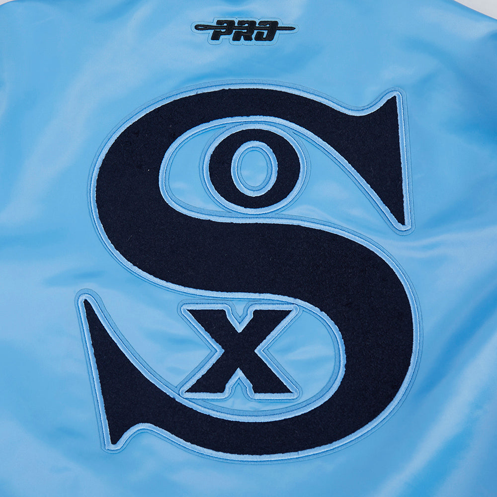 MLB CHICAGO WHITE SOX  RETRO CLASSIC WOMEN'S RIB SATIN JACKET (UNIVERSITY BLUE)
