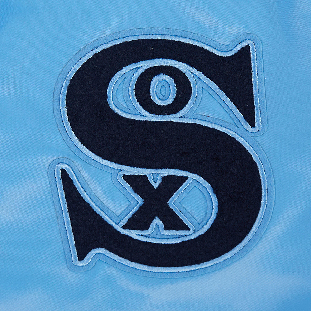 MLB CHICAGO WHITE SOX  RETRO CLASSIC WOMEN'S RIB SATIN JACKET (UNIVERSITY BLUE)