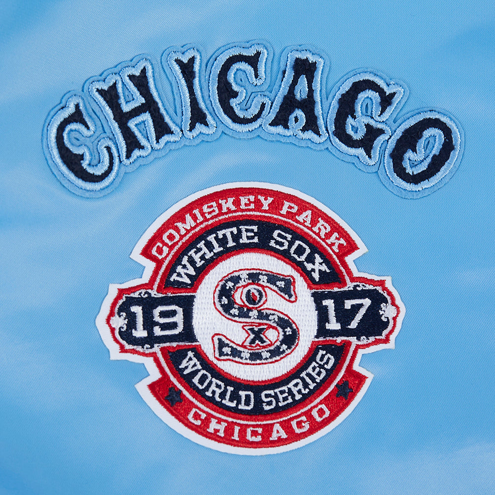 MLB CHICAGO WHITE SOX  RETRO CLASSIC WOMEN'S RIB SATIN JACKET (UNIVERSITY BLUE)