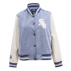 MLB CHICAGO WHITE SOX VARSITY BLUES BLOUSON COLLÉGIAL EN DENIM POUR FEMME (DENIM/LIN)