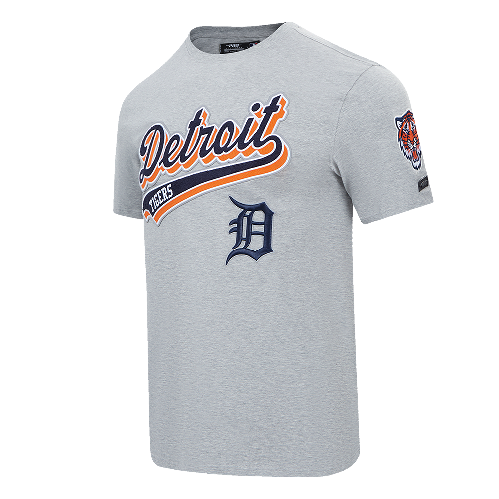 MLB DETROIT TIGERS SCRIPT TAIL HAUT EN JERSEY SIMPLE POUR HOMME (GRIS CHINÉ)