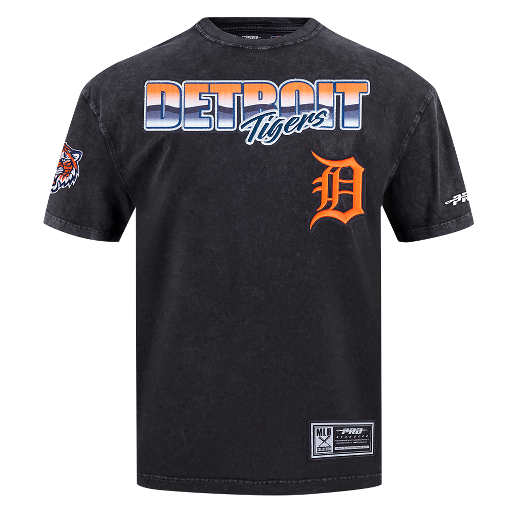 MLB DETROIT TIGERS HAUT CHROME EN JERSEY DE COTON À ÉPAULES TOMBANTES POUR HOMME (NOIR DÉLAVÉ)