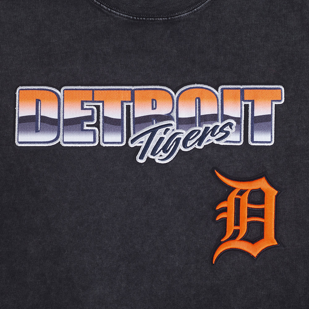 MLB DETROIT TIGERS HAUT CHROME EN JERSEY DE COTON À ÉPAULES TOMBANTES POUR HOMME (NOIR DÉLAVÉ)