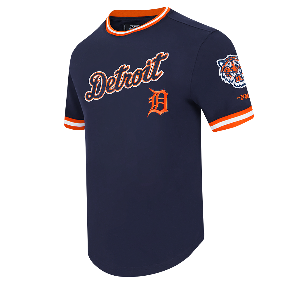 MLB DETROIT TIGERS CLASSIC CHENILLE HAUT EN MAILLE DOUBLE POUR HOMME (MARINE MINUIT/ORANGE)