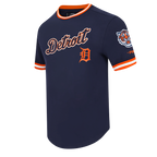 MLB DETROIT TIGERS CLASSIC CHENILLE HAUT EN MAILLE DOUBLE POUR HOMME (MARINE MINUIT/ORANGE)