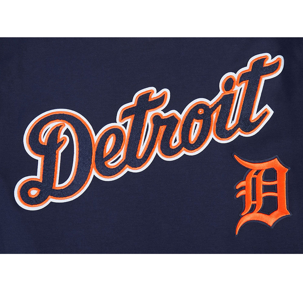 MLB DETROIT TIGERS CLASSIC CHENILLE HAUT EN MAILLE DOUBLE POUR HOMME (MARINE MINUIT/ORANGE)