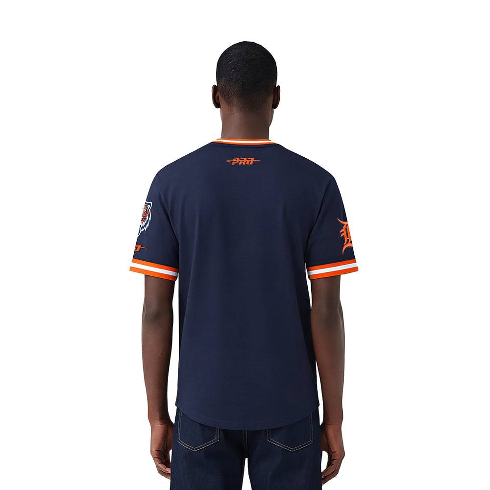 MLB DETROIT TIGERS CLASSIC CHENILLE HAUT EN MAILLE DOUBLE POUR HOMME (MARINE MINUIT/ORANGE)