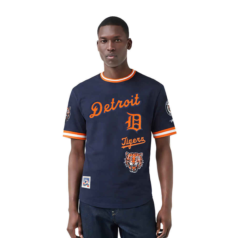 MLB DETROIT TIGERS RETRO CLASSICS HAUT EN MAILLE DOUBLE POUR HOMME (MARINE MINUIT/ORANGE/MARINE MINUIT)