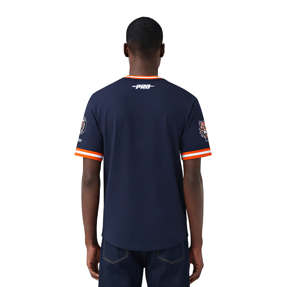 MLB DETROIT TIGERS RETRO CLASSICS HAUT EN MAILLE DOUBLE POUR HOMME (MARINE MINUIT/ORANGE/MARINE MINUIT)