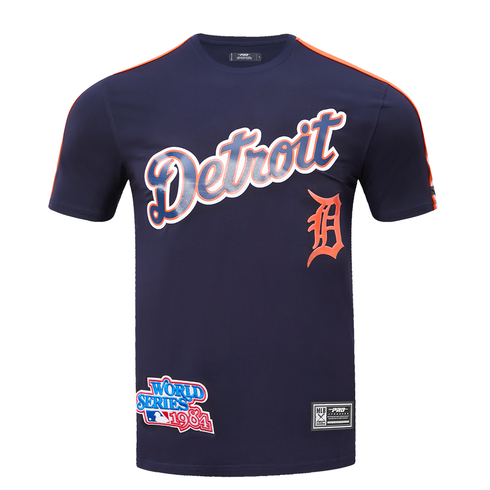 MLB DETROIT TIGERS HAUT PRO TEAM À BANDES ET À LOGO POUR HOMME (MARINE MINUIT/ORANGE)