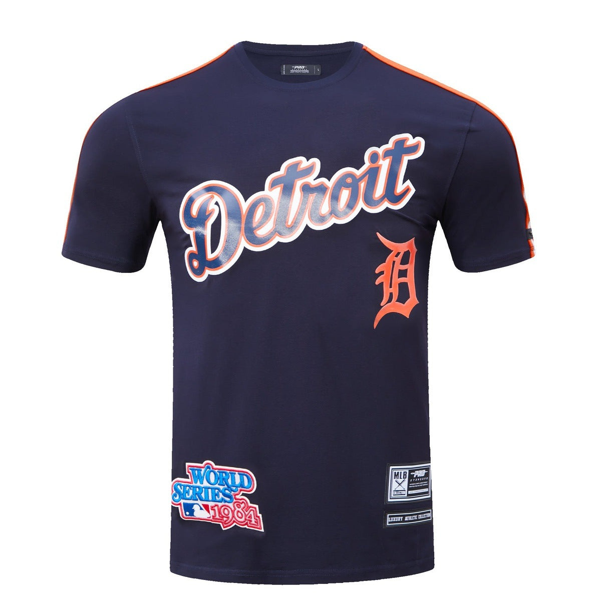 MLB DETROIT TIGERS HAUT PRO TEAM À BANDES ET À LOGO POUR HOMME (MARINE MINUIT/ORANGE)