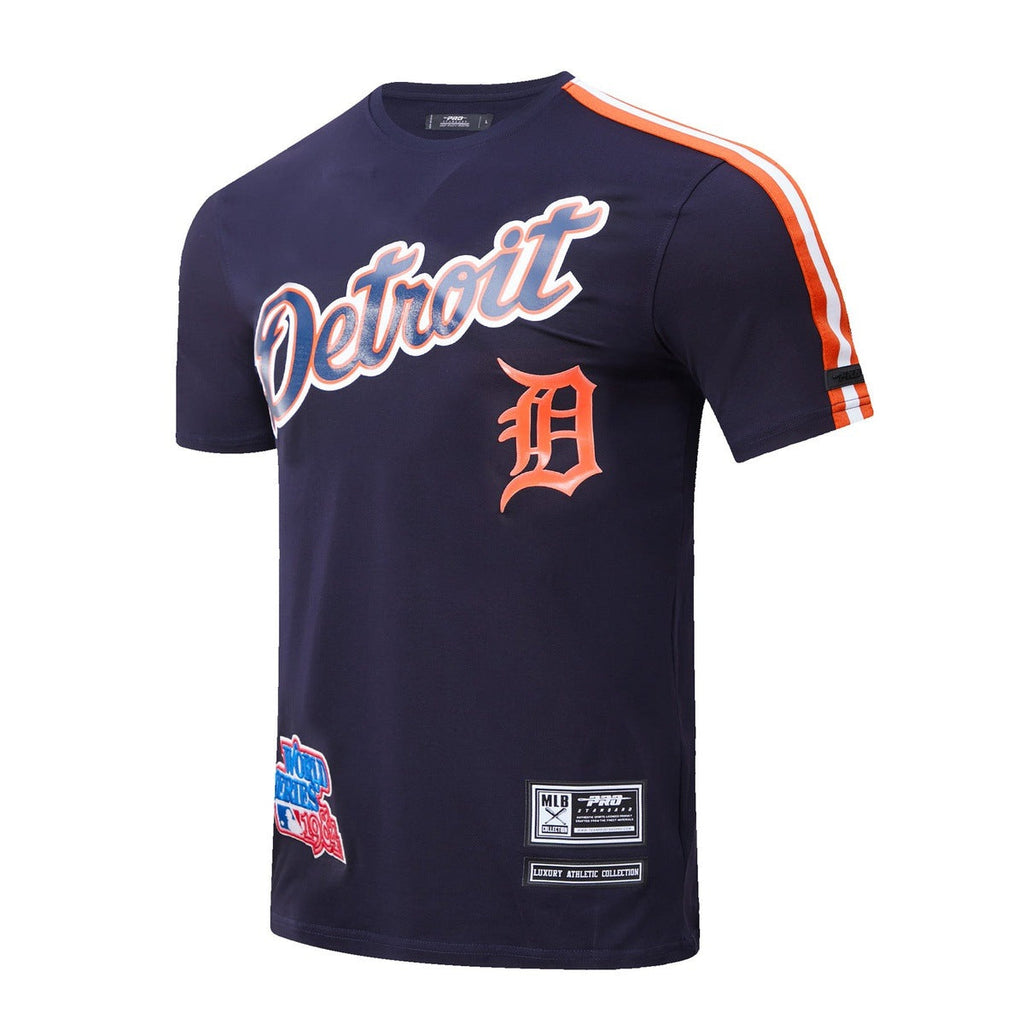 MLB DETROIT TIGERS HAUT PRO TEAM À BANDES ET À LOGO POUR HOMME (MARINE MINUIT/ORANGE)